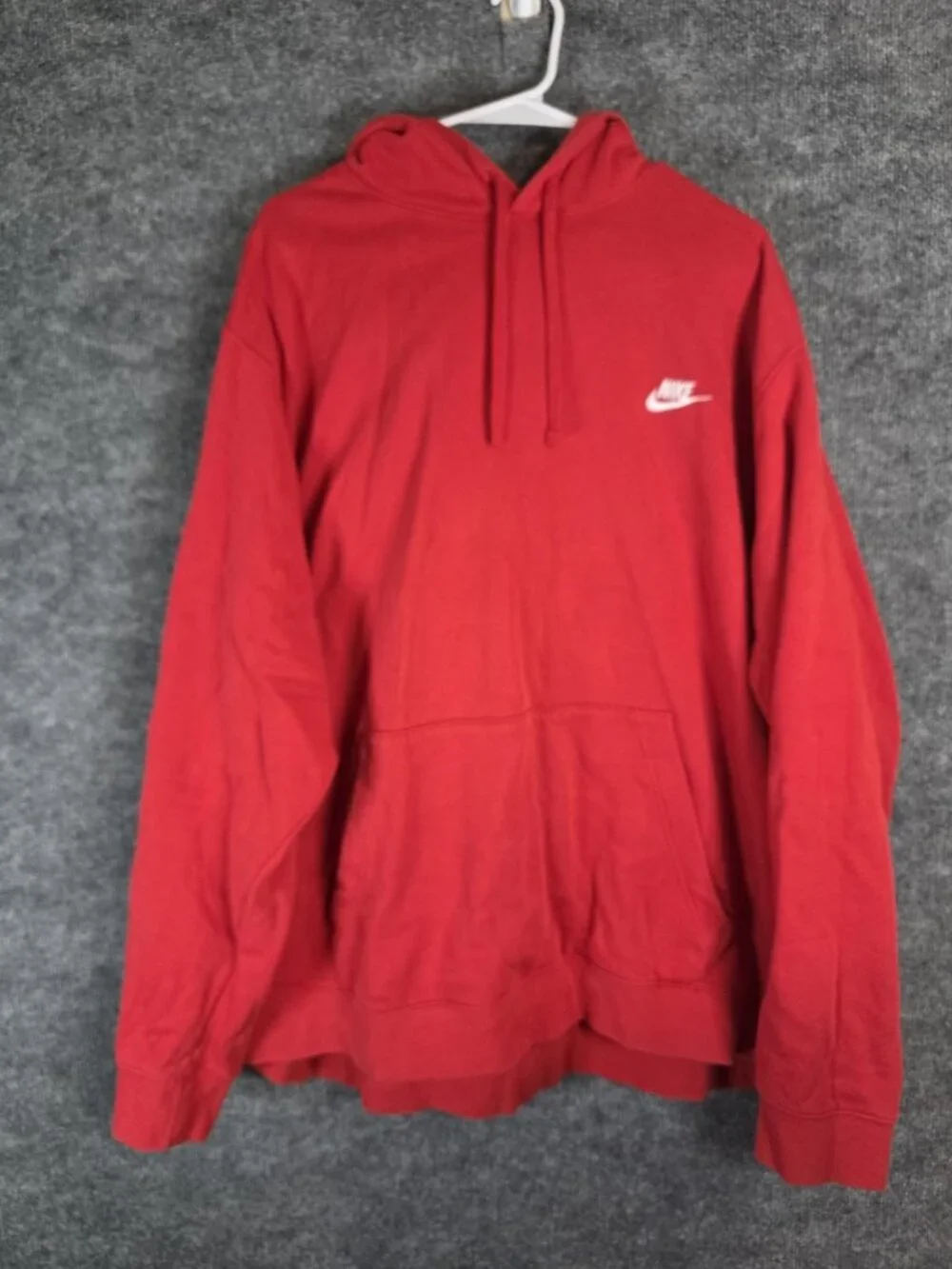Nike Hoodie Mens 3XL Tall Red Pullover Fleece Sweatshirt Logo Stains BV2654-657